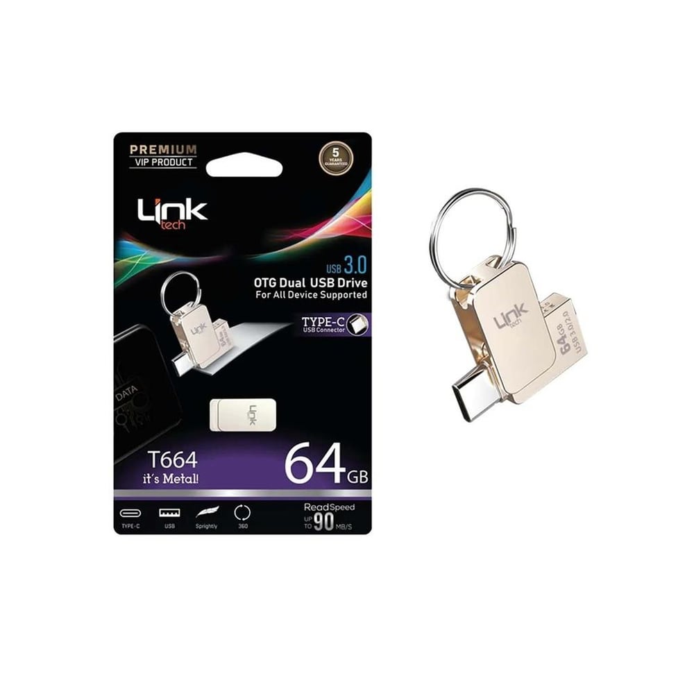 LinkTech T664 Premium Dual 90mb/s 64GB Tip-C USB OTG Flash Bellek