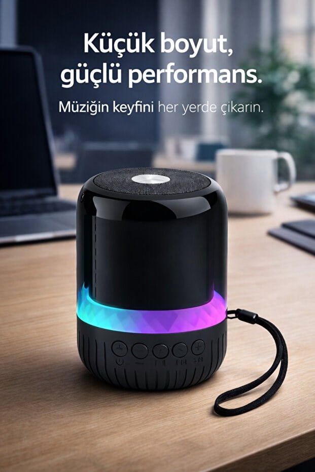 MAX-102 Mini Taşınabilir Bluetooth Hoparlör LED Işıklı – USB & TF Kart Destekli