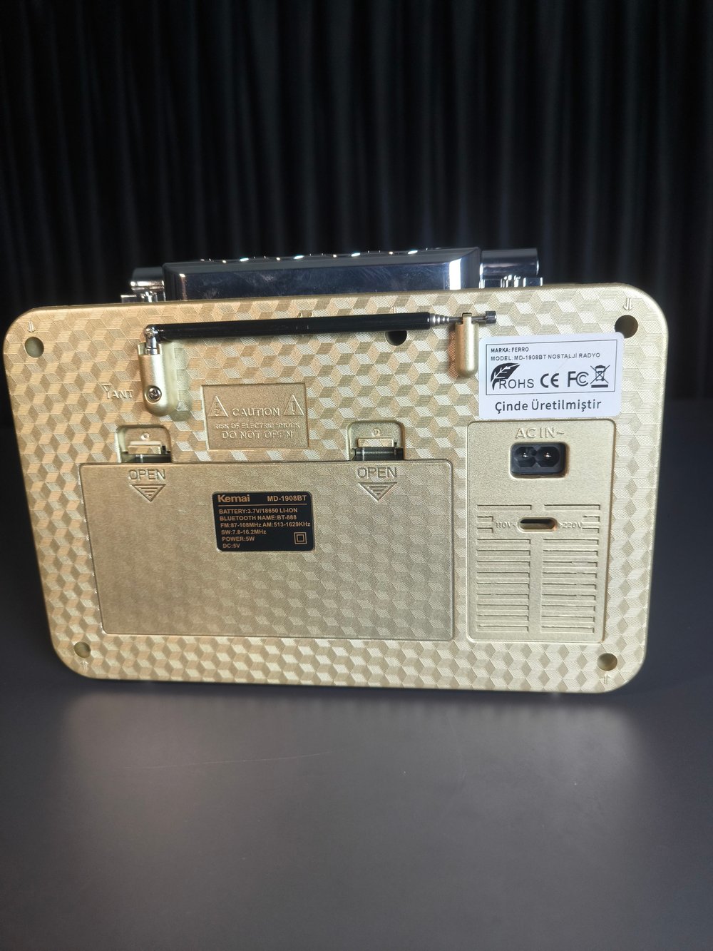 MD-1908BT Nostaljik Radyo Görünümlü Bluetooth,Hafıza Kartı,Usb Bellek,Aux Ve Radyo Destekli Hoparlör