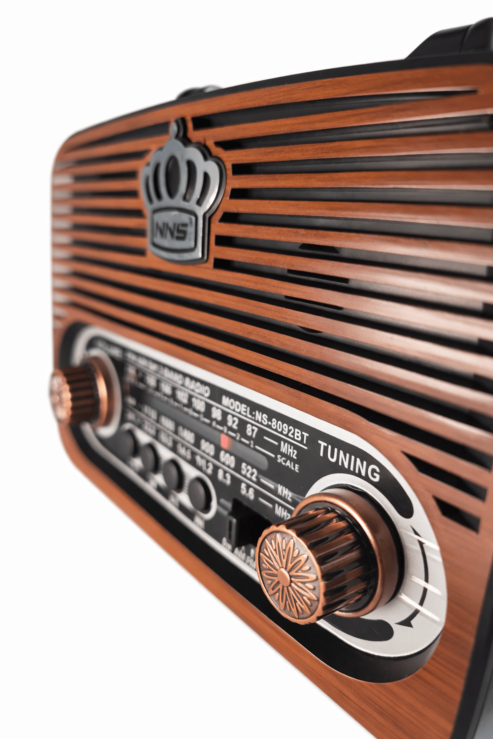 NS-8092BT Nostaljik Radyo Görünümlü Bluetooth,Hafıza Kartı,Usb Bellek,Aux Ve Radyo Destekli Hoparlör Açık Ahşap