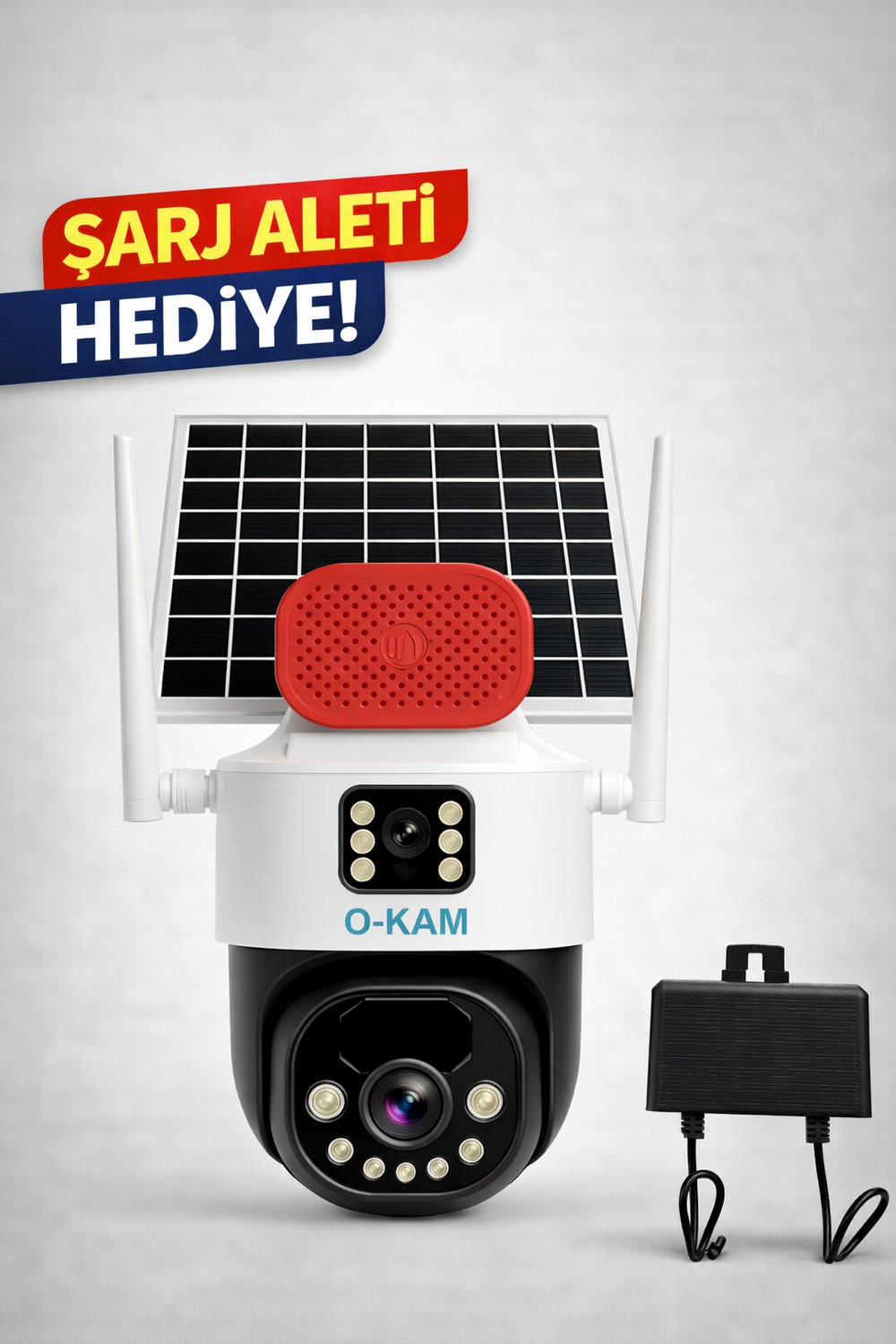 O-KAM 7015 WİFİ Solar 10X OPTİK ZOOM Çift Lens Sirenli 6MP Gece Görüşlü Güvenlik Kamerası