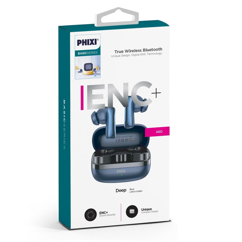 Phixi Basic A60 ENC USB-C Hızlı Şarj Destekli Bluetooth Kulaklık-(mavi)