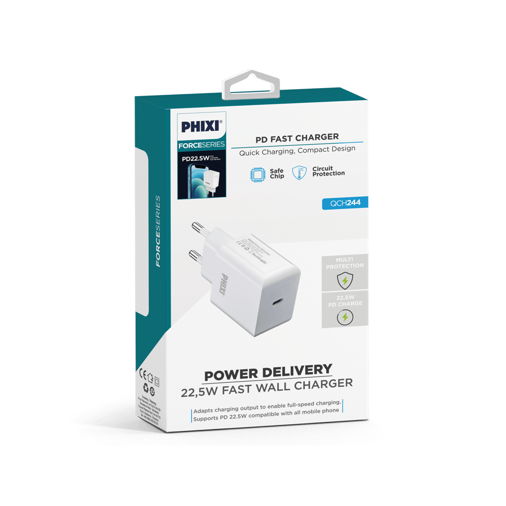 Phixi Force QCH244 Akım Korumalı 3.0A PD Girişli Şarj Adaptörü
