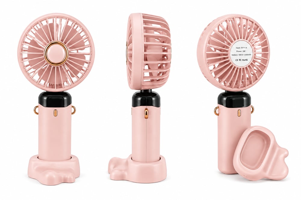 TELKUR N15 PEMBE Mini Klima 5 Kademeli Şarjlı Taşınabilir Dijital Led Göstergeli Boyna Asmalı El Fanı Vantilatör