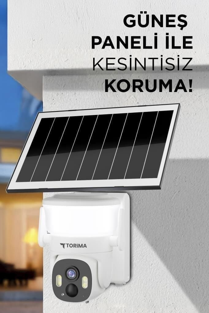 Torima CMR30 Beyaz Şarjlı Duvar Lambası Görünümlü Dış Mekan Kamerası Akıllı IP Güneş Enerjili Kamera Beyaz