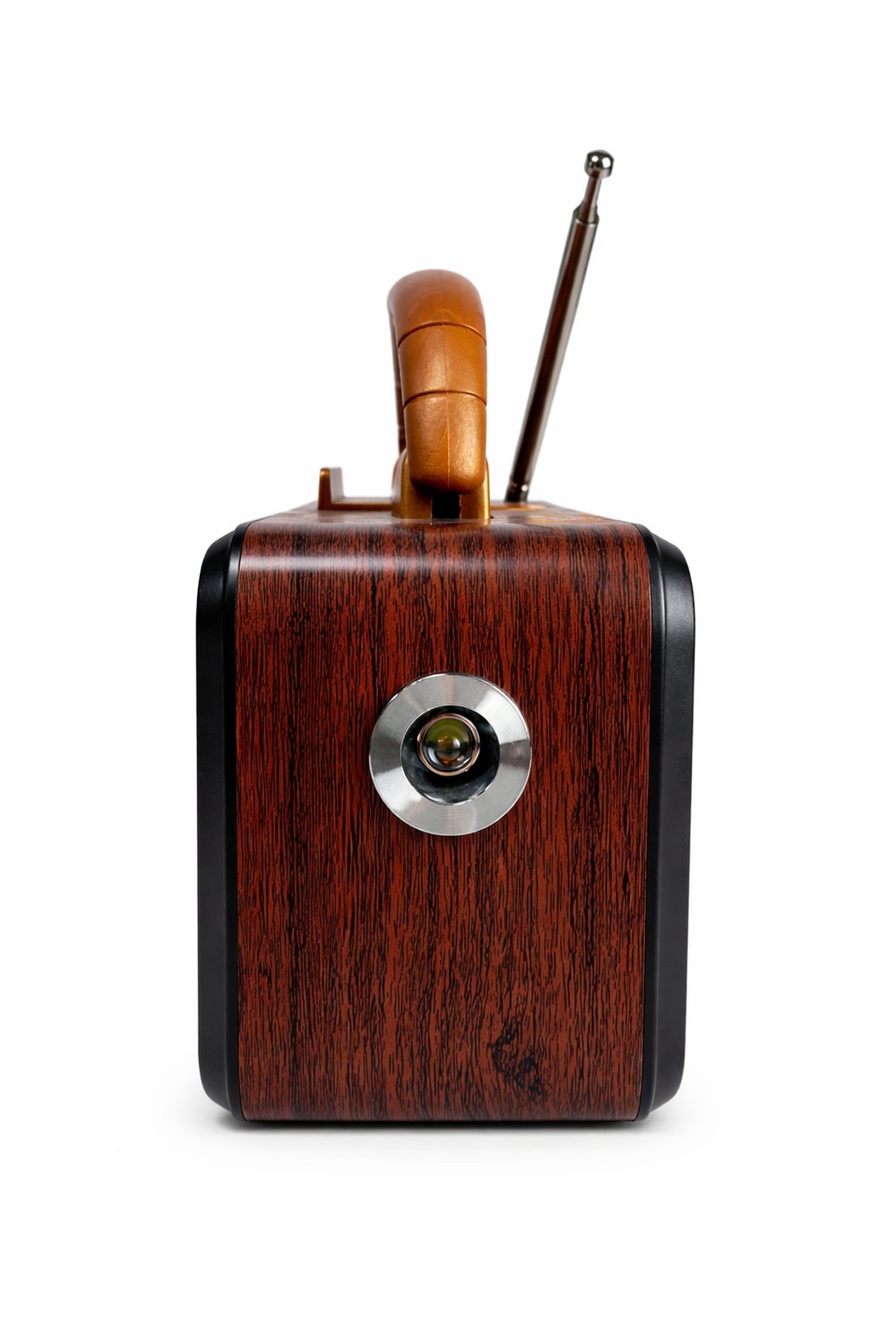 Torima D60 Nostaljik Radyo Görünümlü Fenerli Bluetooth,Hafıza Kartı,Usb Bellek,Aux Ve Radyo Destekli Hoparlör Kızıl Ahşap