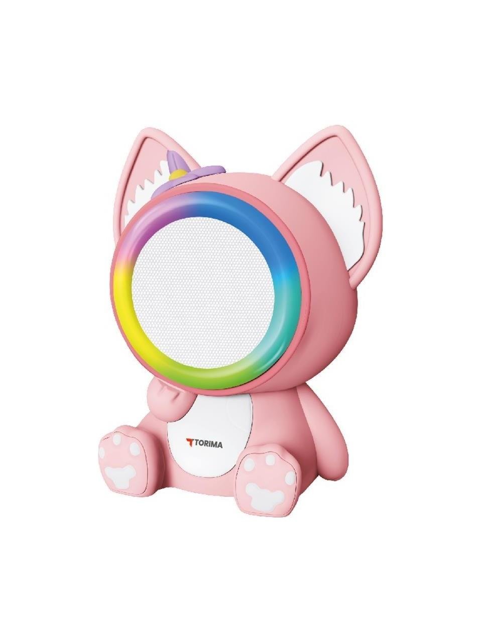 Torima KIDMIC-04 Bluetooth Hoparlör Rgb Işıklı Mikrofonlu Karaoke Sevimli Kedi Figürlü Speaker Pembe