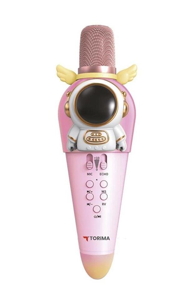 Torima KIDMIC01 Astronot Figürlü Şarjlı BT Karaoke Mikrofon ve Ho0parlör  Pembe