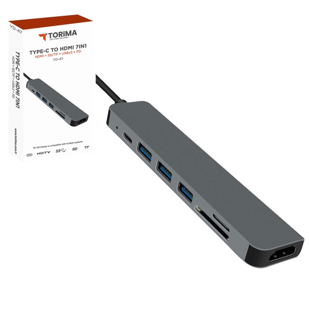 Torima YD-47 7 IN 1 Type-c Metal Çoğaltıcı