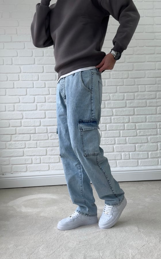 Açık Mavi Kargo Cepli Baggy / BGT01