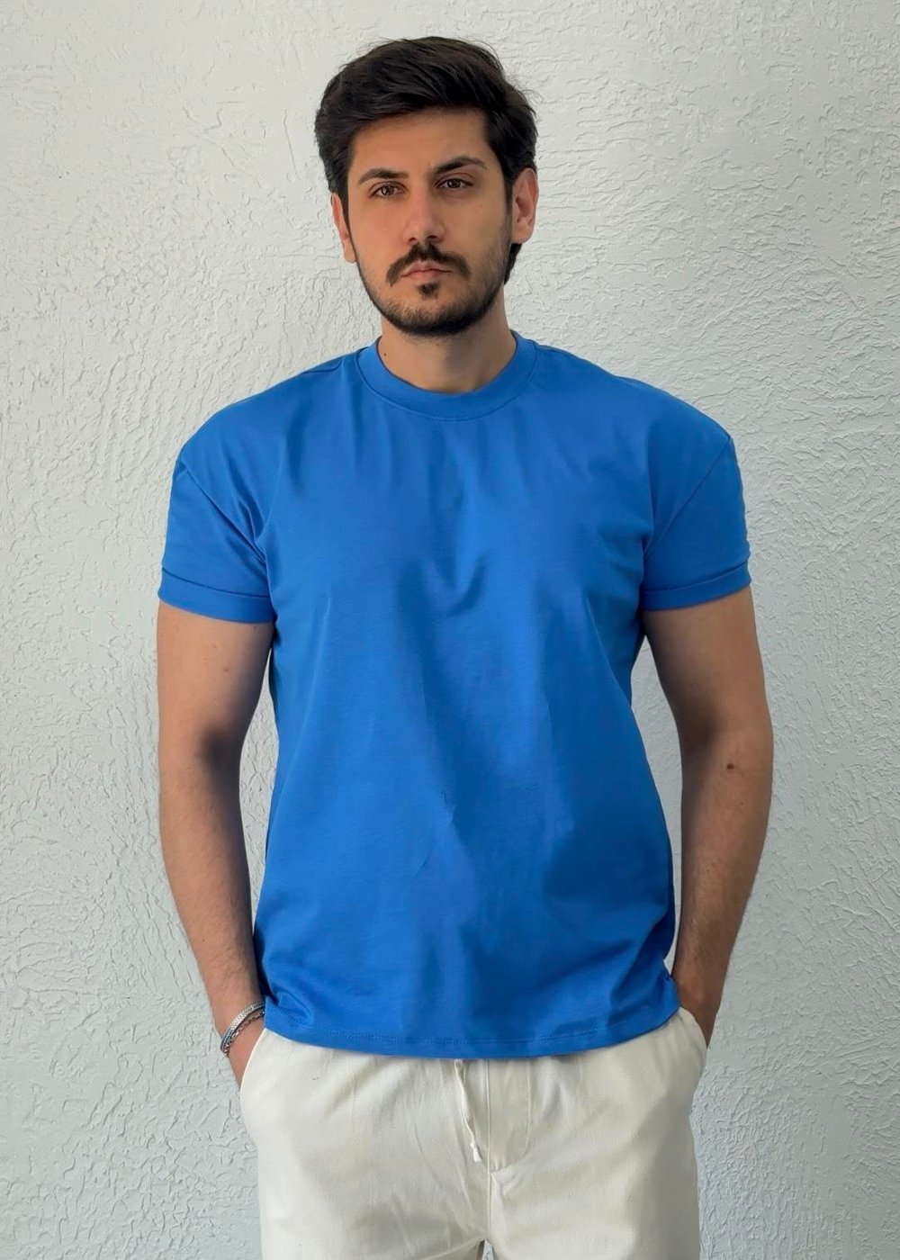 Özel kesim Kolları dar Oversize T-shirt / Tonik Mavi - BSC03