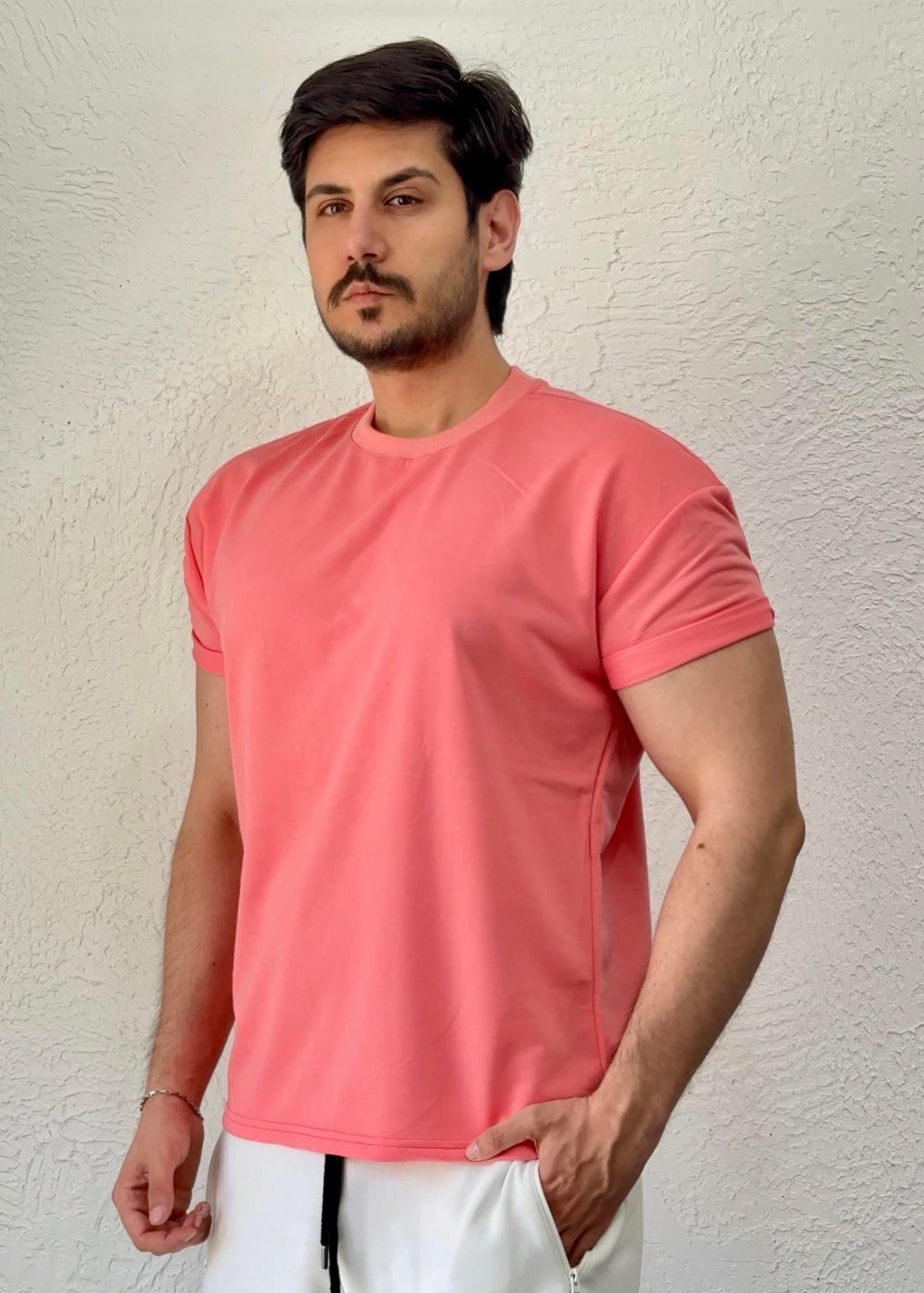 Özel kesim Kolları dar Oversize T-shirt / Pemb - BSC03