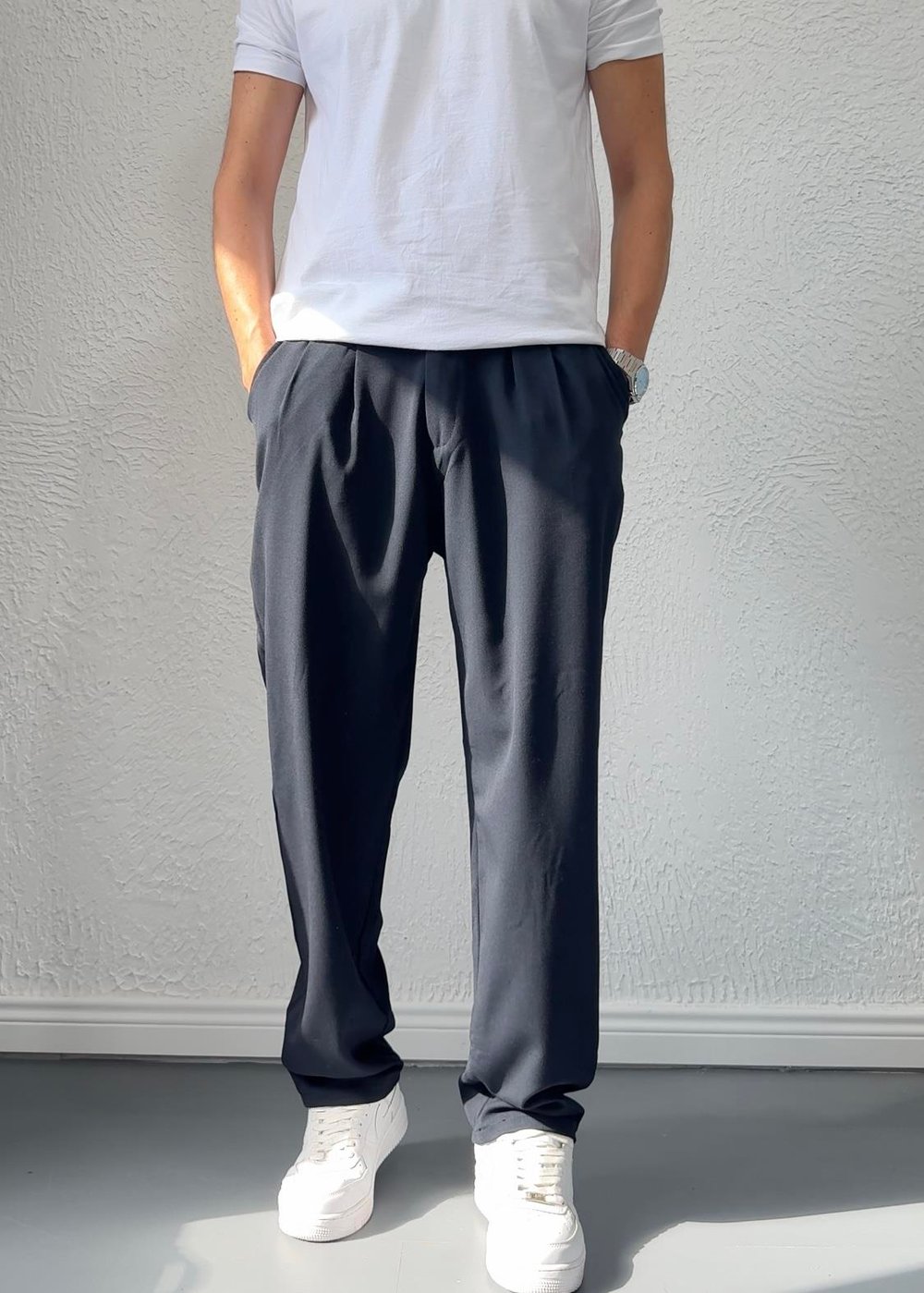 PİLELİ BAGGY PANTOLON / LACİVERT - W02
