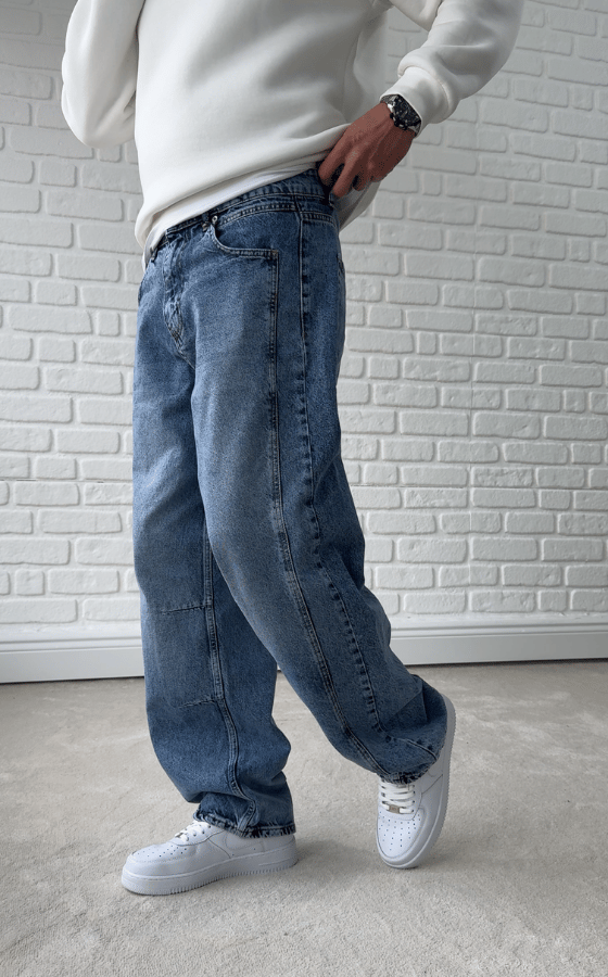 Premium Kalite Ekstra Baggy İtalyan Kesim Jean MAVİ/ BGT08