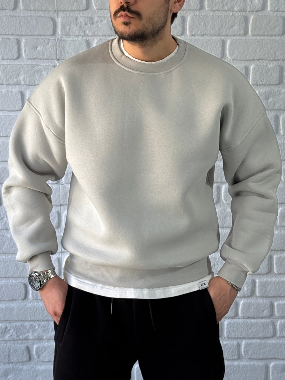 Premium Kalite Oversize Kalıp Basic Sweatshirt/GRİ-SWTB01
