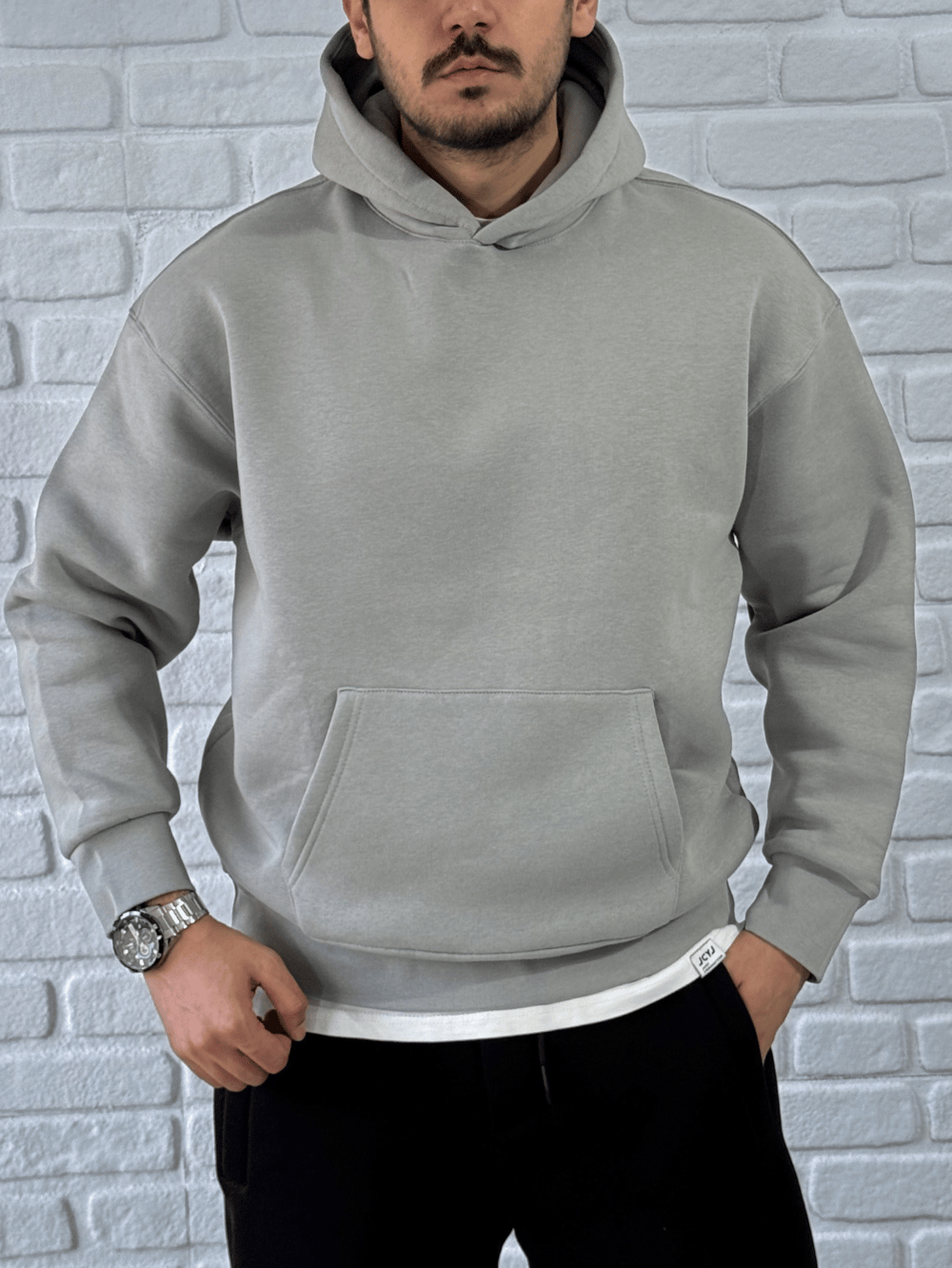 Premium Kalite Oversize Kalıp Yüksek Kaliteli Basic Sweatshirt-GRİ/SWT5