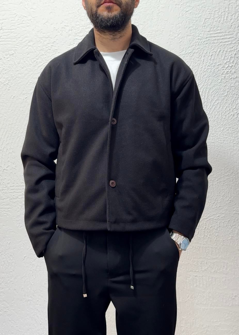 Yeni Sezon Oversize Crop Kaşe / MRCH01 - Siyah
