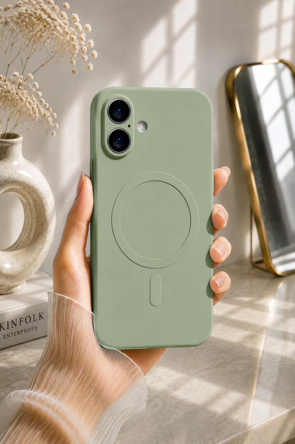 iPHONE 16 PLUS MAGSAFE KAMERA KORUMALI KILIF AÇIK YEŞİL