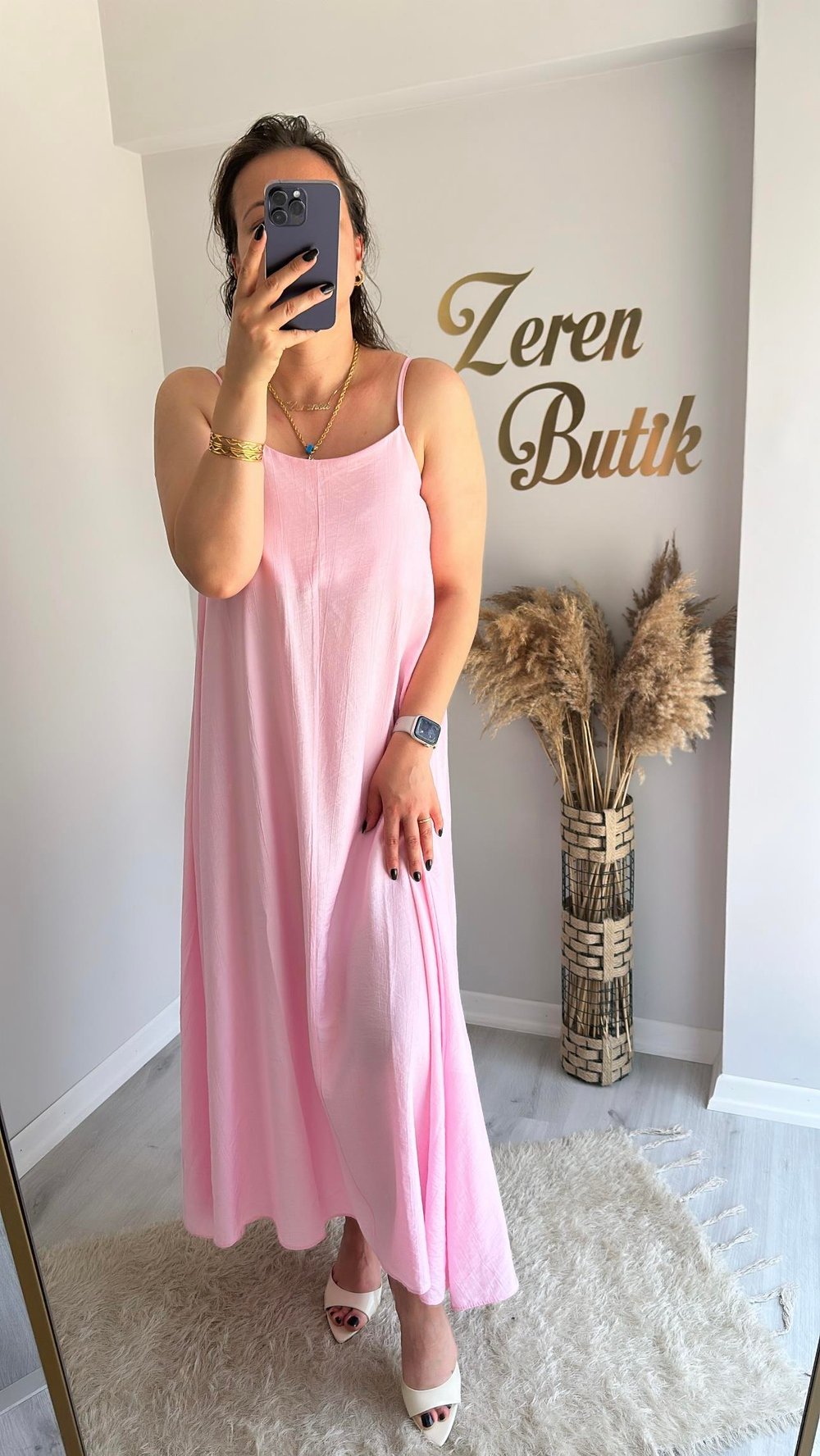 İP ASKILI TENCEL ELBİSE