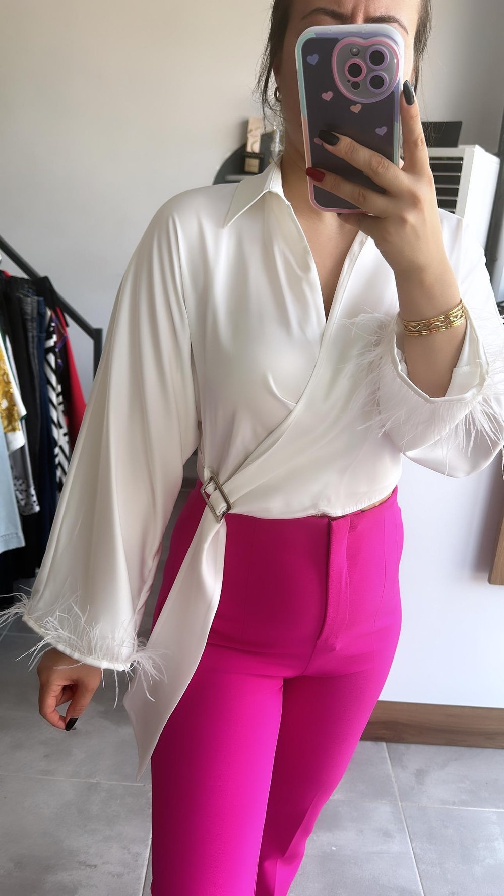 KRUVAZE SATEN CROP BLUZ