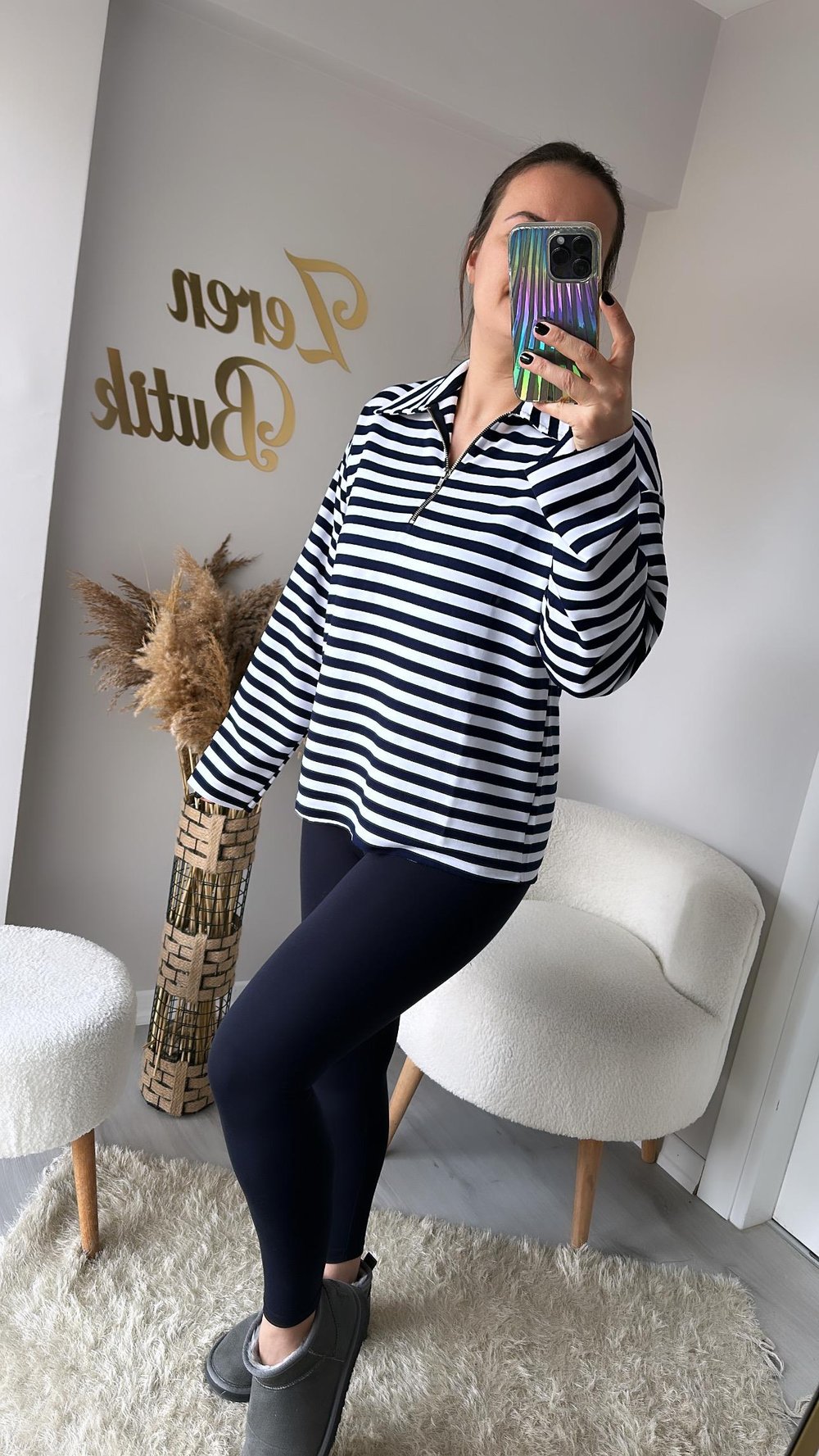 POLO YAKA ÇİZGİLİ SWEAT