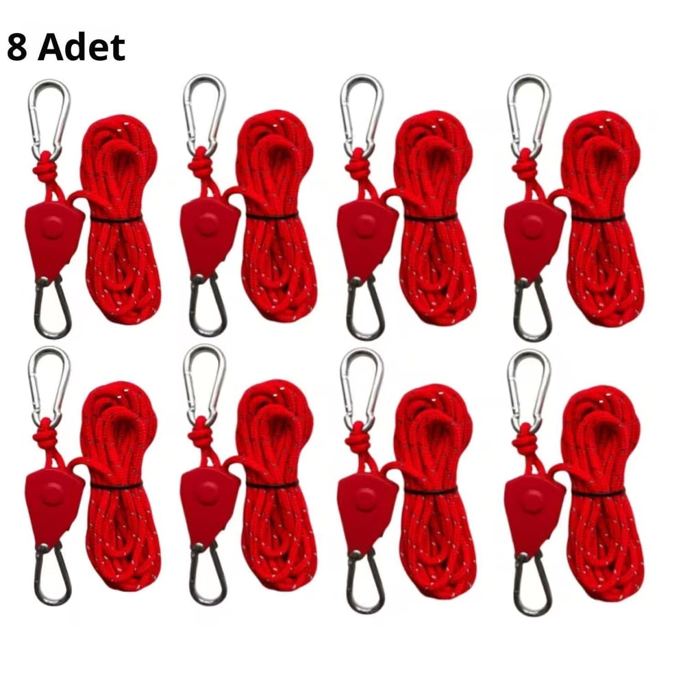 8 Adet Güçlendirilmiş Çadır & Tente Gerdirme İpi Seti