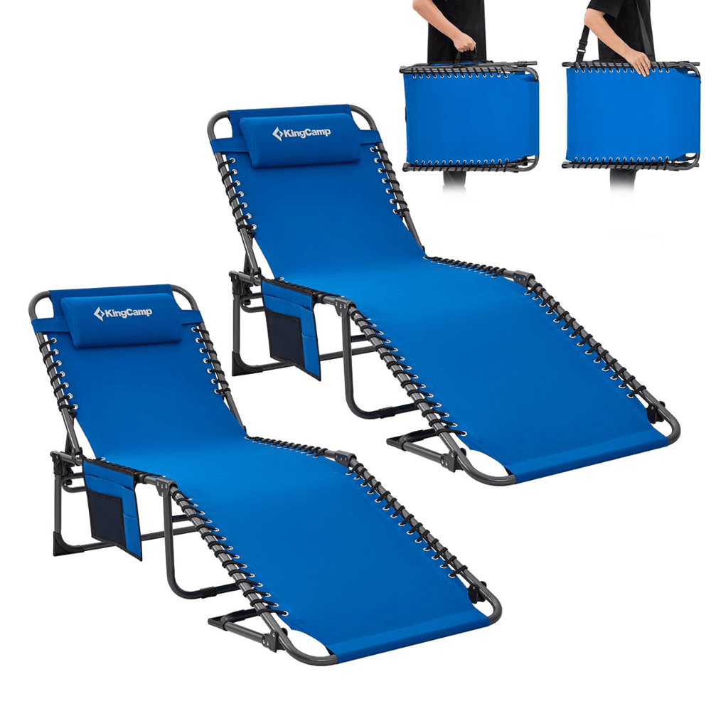 KingCamp Berlin Classic Comfort 2'li Set 5 Kademeli Katlanır Şezlong Blue