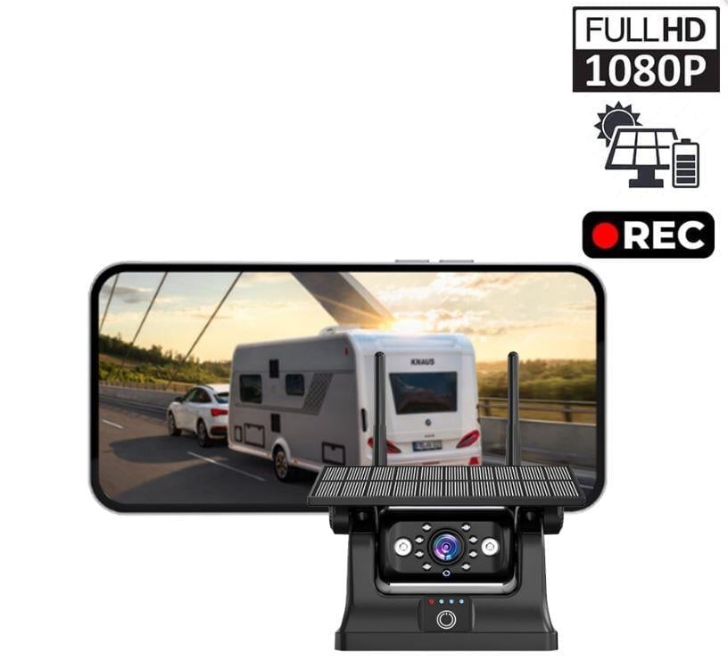Solar Şarjlı Wireless Karavan Geri Görüş Kamerası 1080P - Premium