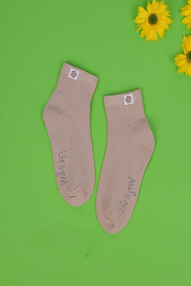3lü Kız Çocuk Basic Bej Pembe Beyaz Soket Çorap