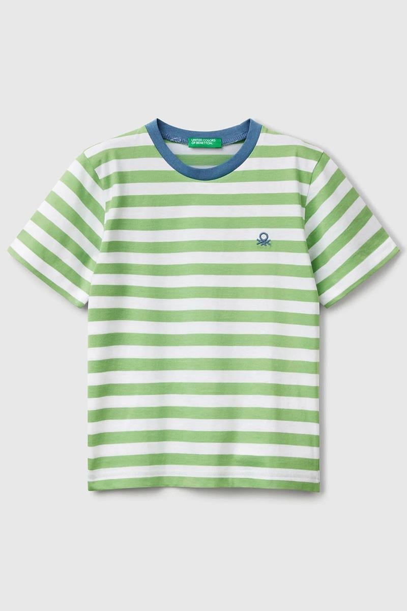 United Colors of Benetton Erkek Çocuk Çizgili T shirt Yeşil 3FHXG10HR 