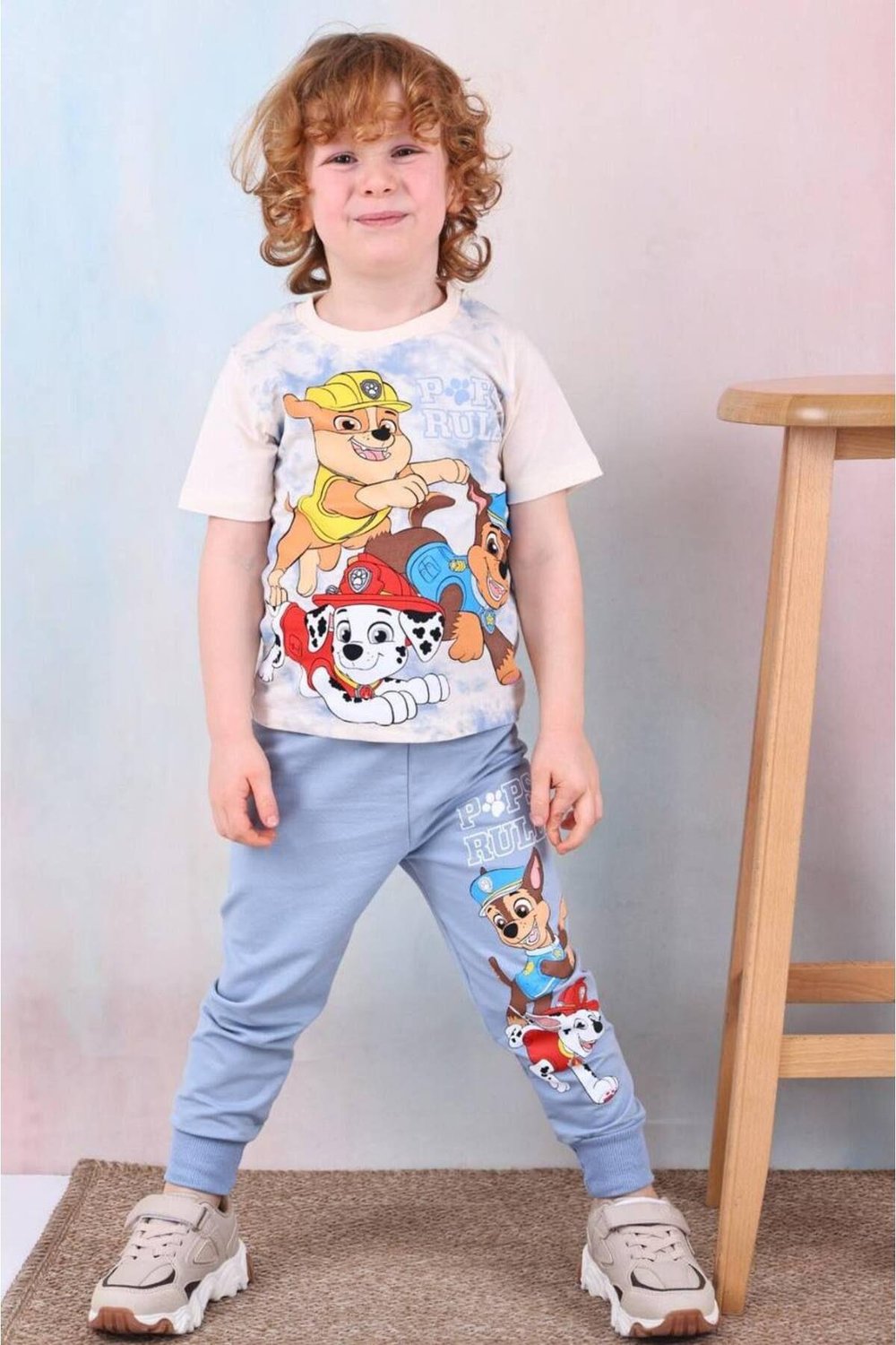 Erkek Çocuk Paw Petroll Desenli Kısa Kollu Tshırt Eşofman 2'Li Takım