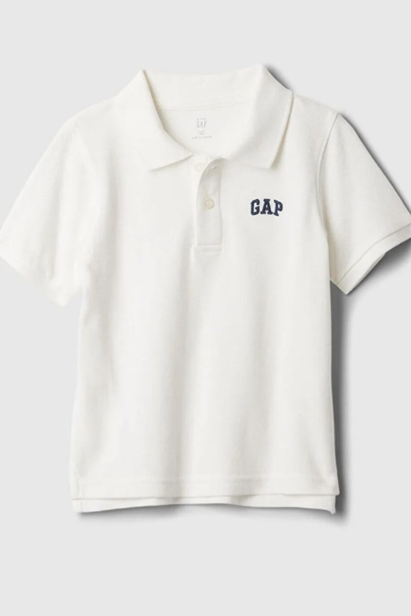 GAP Logo Erkek Çocuk Polo Yaka Tishirt Beyaz 