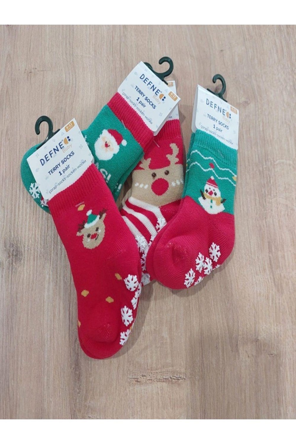 Kıpırık Baby 4 Çift Havlu Pamuklu Kışlık Yılbaşı Desenli Unisex Çocuk Ve Bebek Soket Çorap