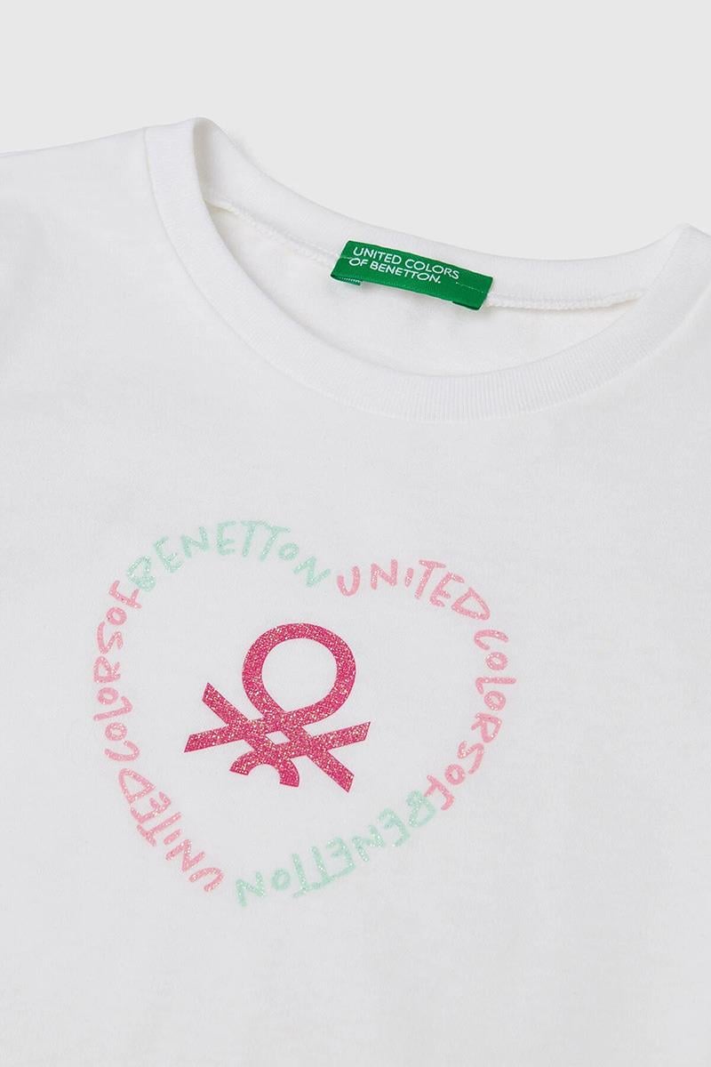 United Colors of Benetton Kız Çocuk T shirt Beyaz 3I1XG10HU