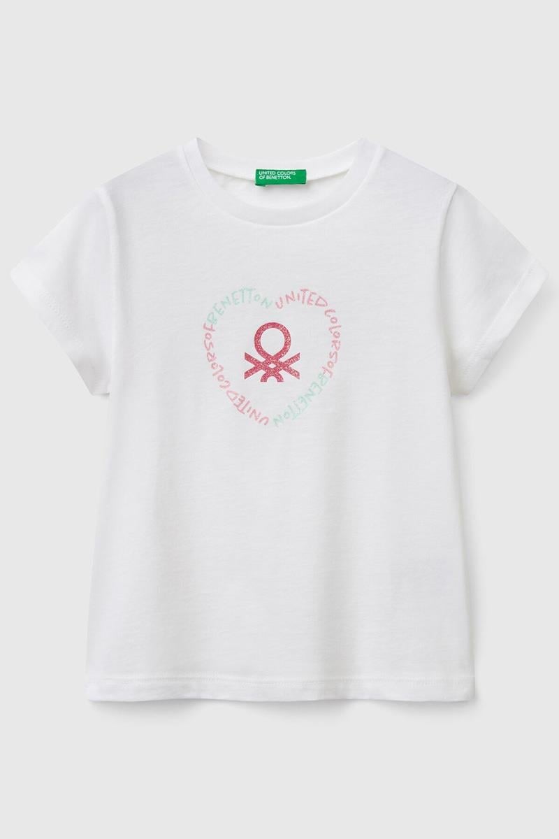 United Colors of Benetton Kız Çocuk T shirt Beyaz 3I1XG10HU