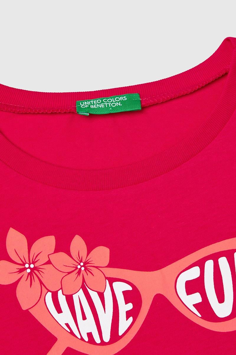 United Colors of Benetton Kız Çocuk G Tshirt Fuşya 3JERC10PB
