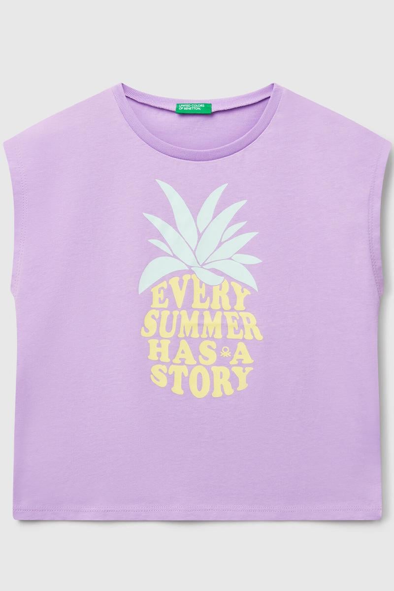 United Colors of Benetton Kız Çocuk G Tshirt Lila 3JERC10PB