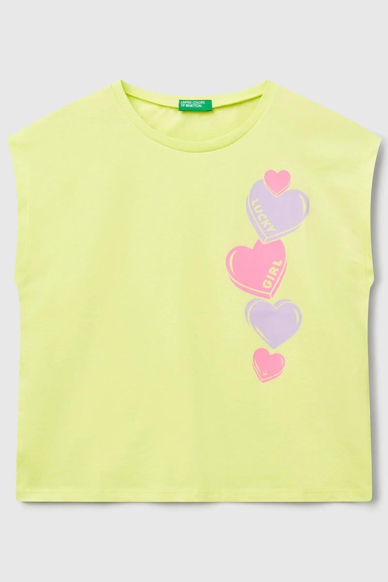 United Colors of Benetton Kız Çocuk G Tshirt Sarı 3JERC10PB