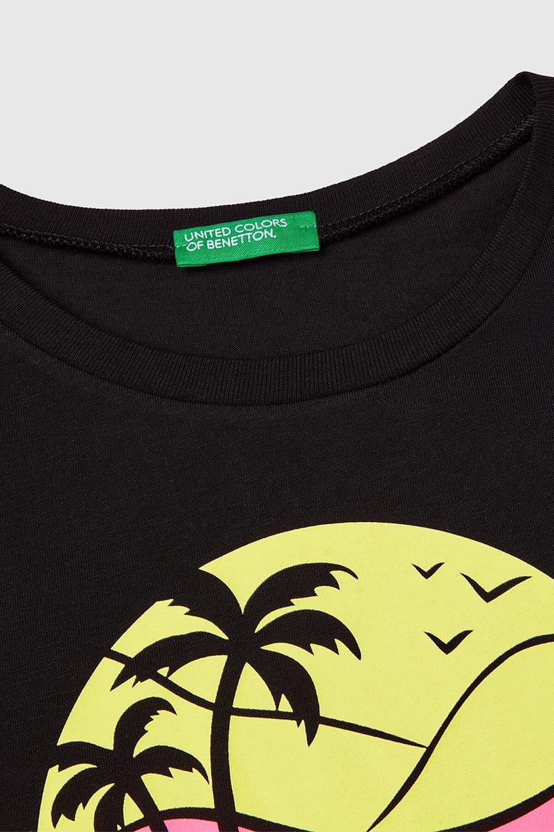 United Colors of Benetton Kız Çocuk G Tshirt Siyah 3JERC10PB