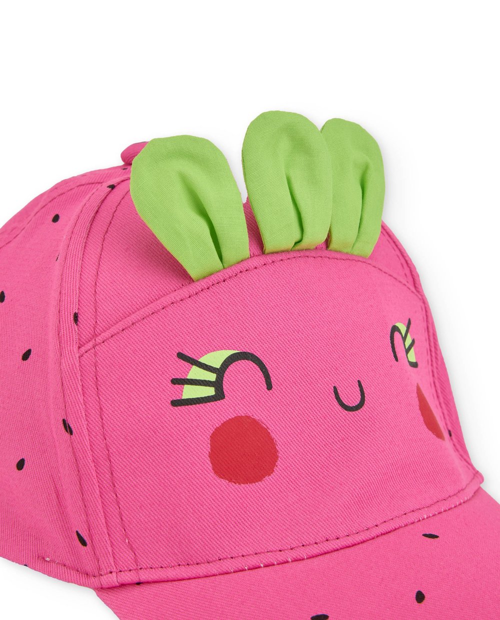 Tuc Tuc Kız Çocuk Çilek Tasarımlı Yaprak Detaylı Pembe Şapka 52cm Yaş 3-5