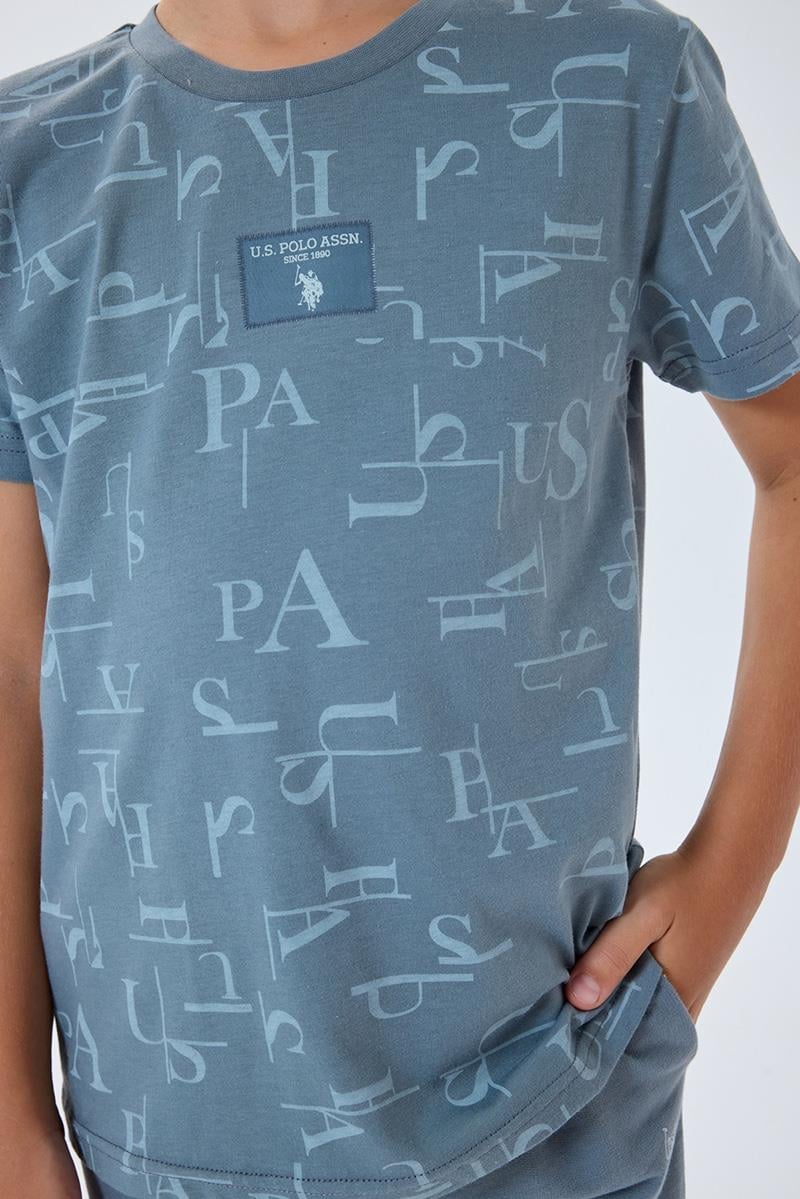 U.S. Polo Assn Erkek Çocuk  2 li Bermuda T-şhirt Takım Gri