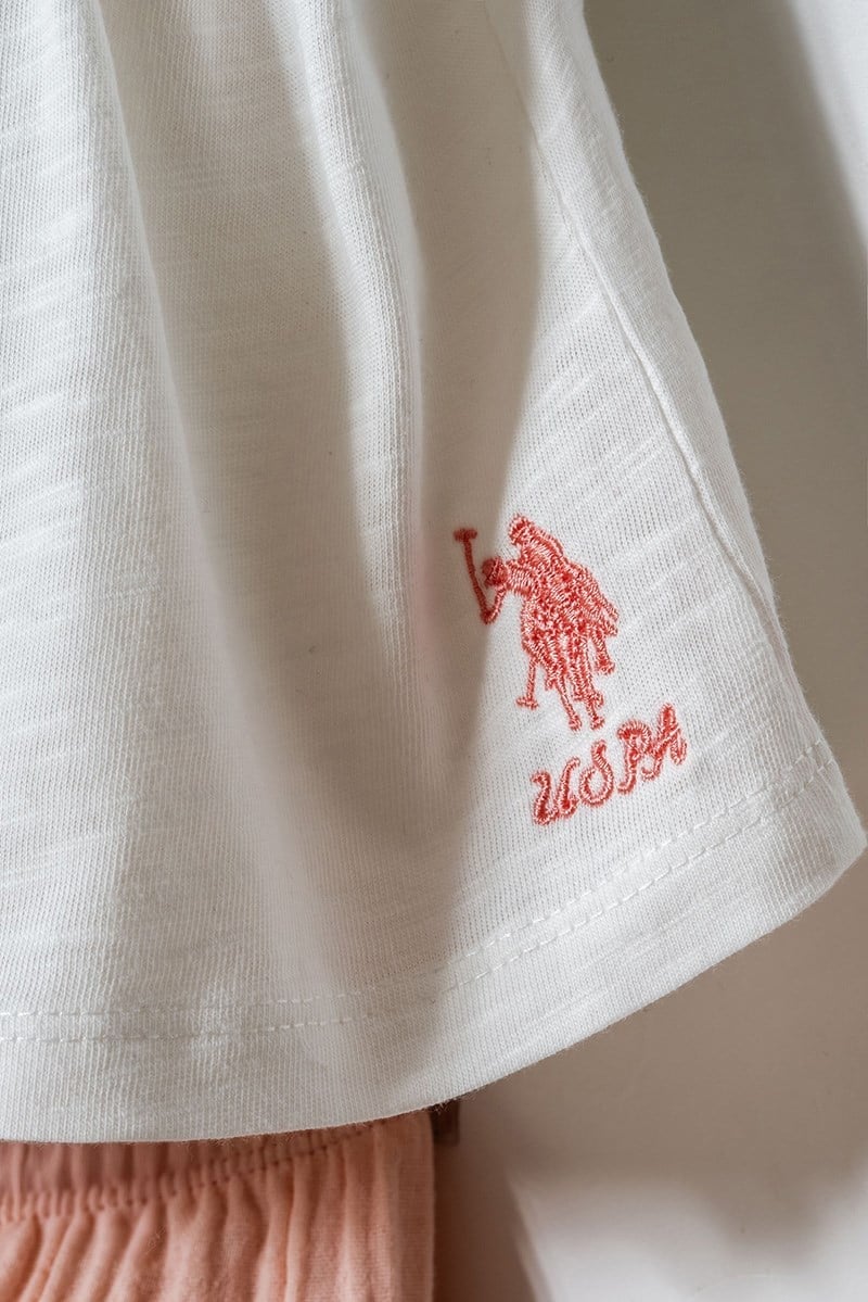 U.S. Polo Assn Kız Bebek  2li Takım Pudra