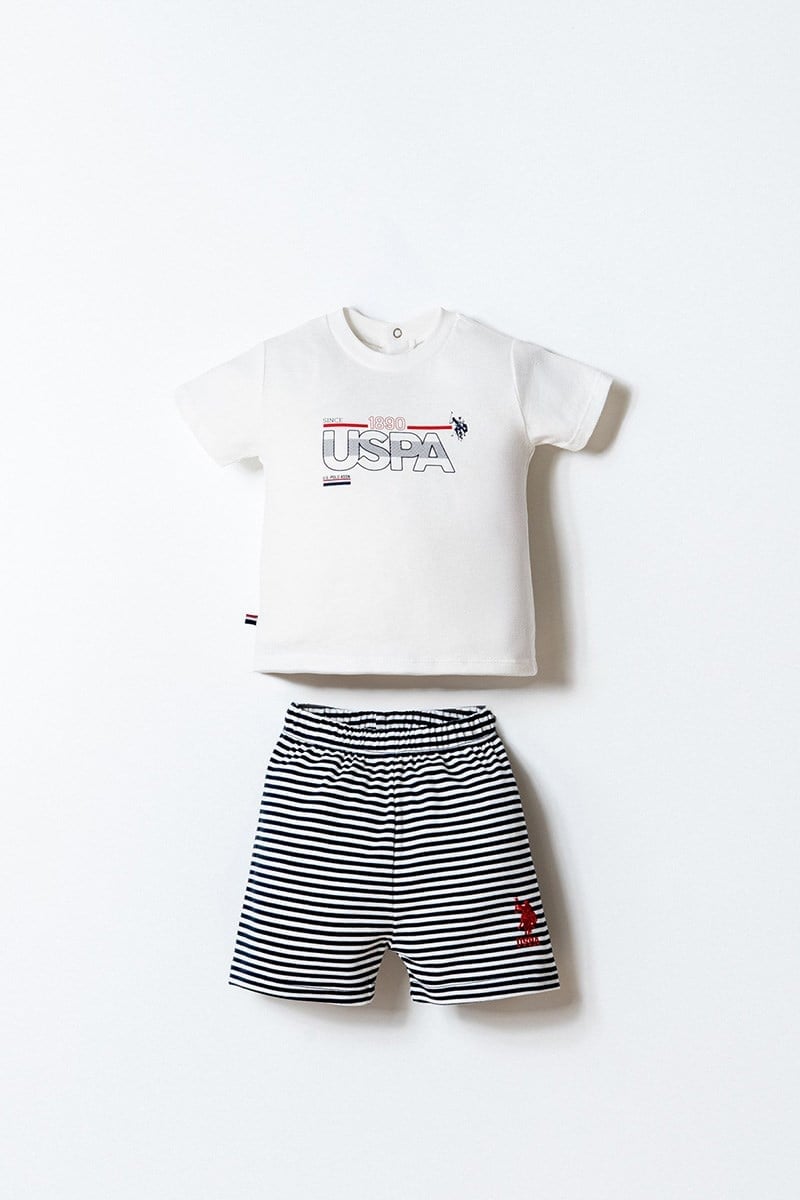 U.S. Polo Assn Erkek Bebek 2 li Şort T-shirt Takım Beyaz