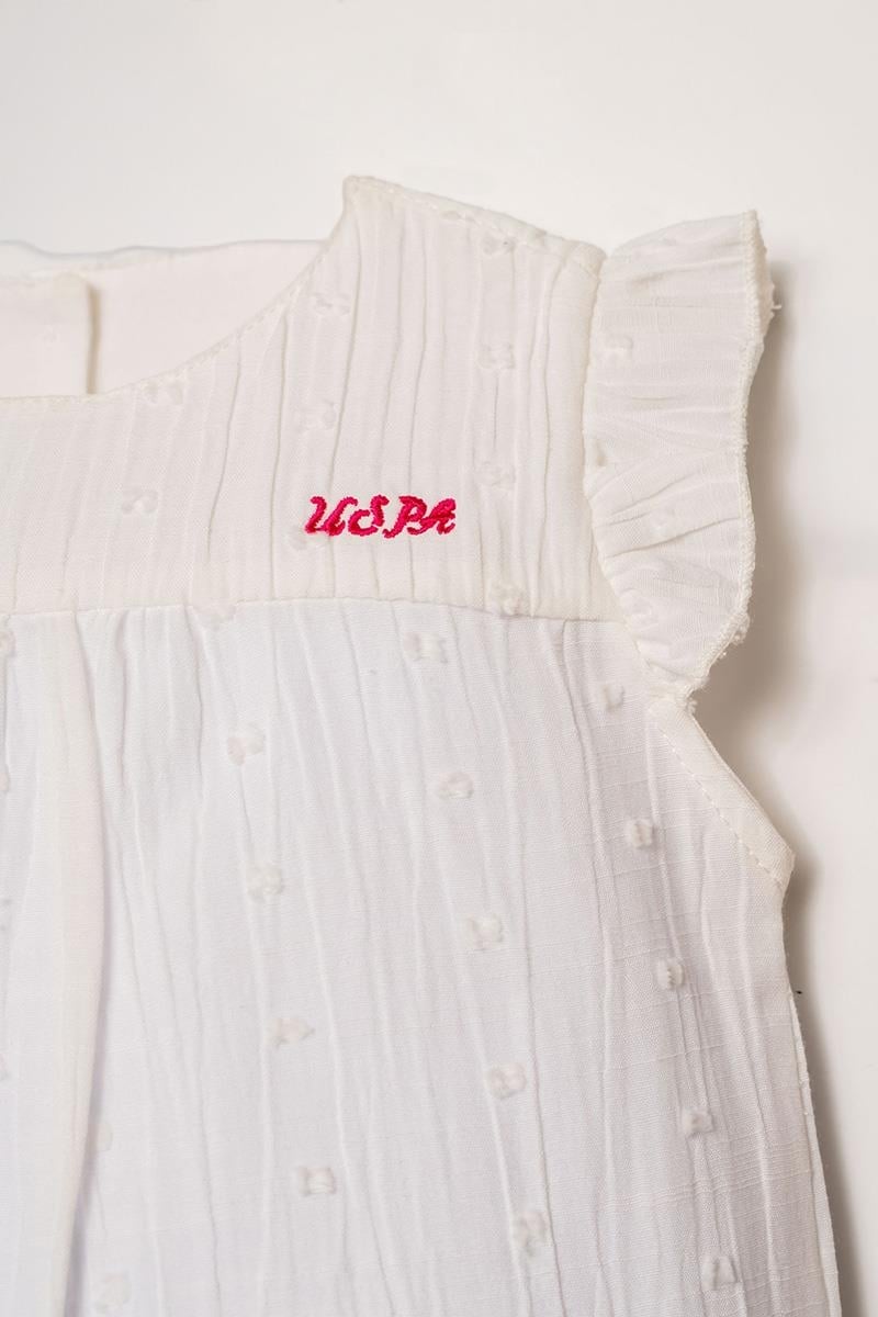 U.S. Polo Assn Kız Bebek  2 li Şort T-şhirt Takım Beyaz-Pembe
