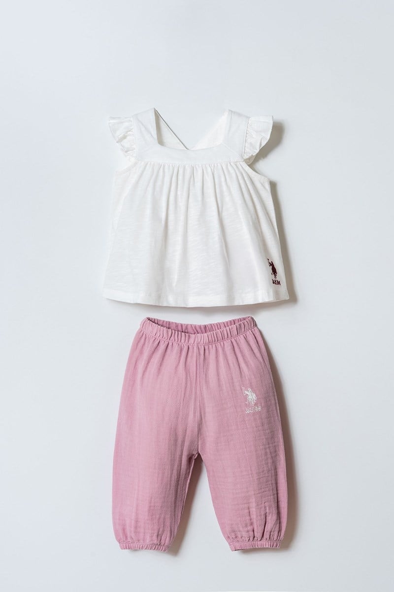U.S. Polo Assn Kız Bebek  2li Takım Lila