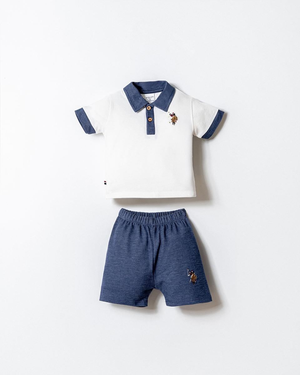 U.S. Polo Assn Erkek Bebek  2 li Şort T-şhirt Takım Beyaz