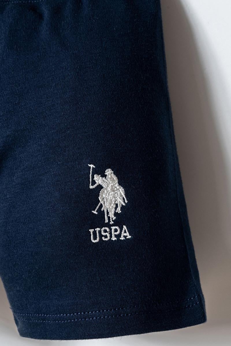 U.S. Polo Assn Erkek Bebek  2 li Şort T-şhirt Takım Beyaz-Lacivert