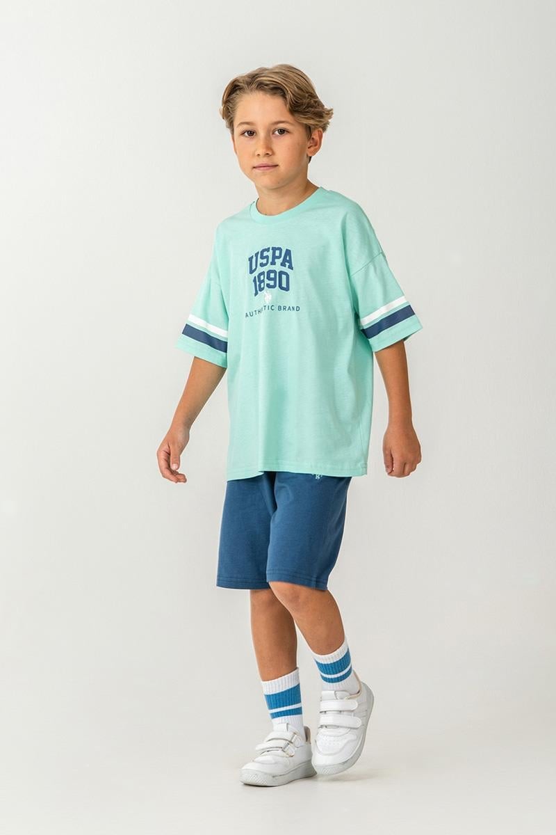 U.S. Polo Assn Erkek Çocuk  2 li Bermuda T-şhirt Takım Yeşil