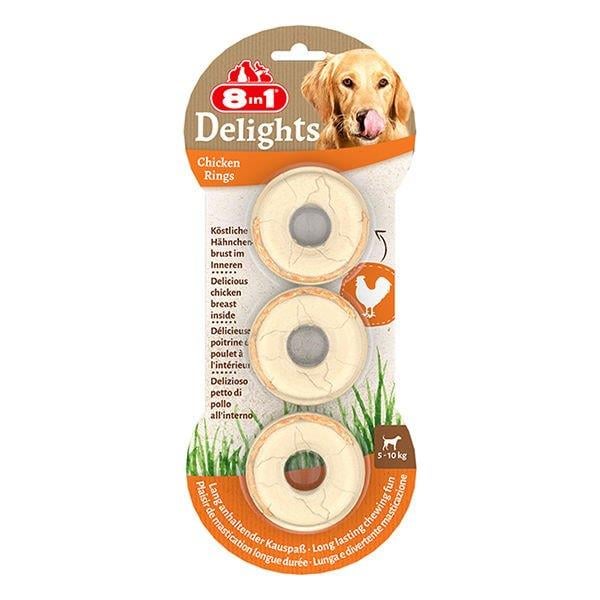8 In 1 Delights Rings Tavuklu Köpek Çiğneme Halkaları 3´Lü 119 Gr