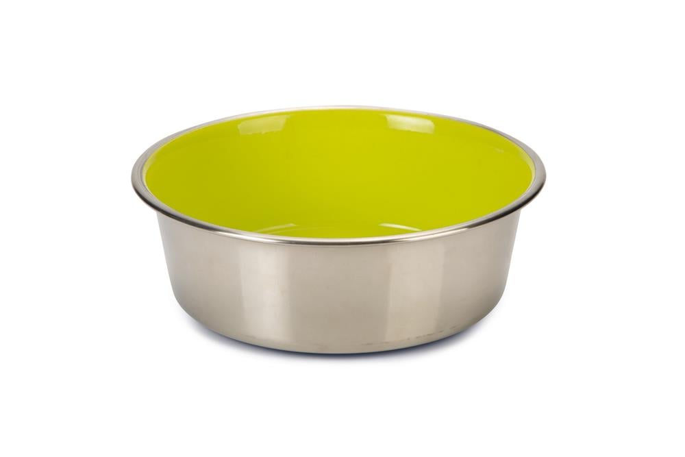 Beeztees Köpek Mama Su Kabı, Paslanmaz Çelik, İçi Sarı, 16cm, 940ml